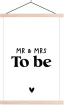 Porte-affiche avec affiche - Affiche scolaire - Citations - 'Mr & Mrs to be' - Se marier - Proverbes - 120x180 cm - lattes vierges