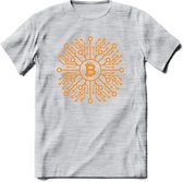 Bitcoin Chip - Crypto T-Shirt Kleding Cadeau | Dames / Heren / Unisex | Bitcoin / Ethereum shirt | Grappig Verjaardag kado | BTC Tshirt Met Print | - Licht Grijs - Gemaleerd - S