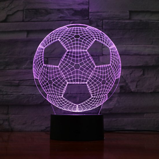 3D Led Lamp Met Gravering - RGB 7 Kleuren - Voetbal