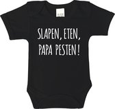 Romper - Slapen, eten, papa pesten! - maat 62 - korte mouwen - baby - papa - romper papa - baby kleding jongens - baby kleding meisje - rompertjes baby - kraamcadeau meisje - kraam