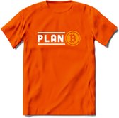 Plan B - Crypto T-Shirt Kleding Cadeau | Dames / Heren / Unisex | Bitcoin / Ethereum shirt | Grappig Verjaardag kado | Tshirt Met Print | - Oranje - 3XL