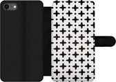 Bookcase Geschikt voor iPhone SE 2020 telefoonhoesje - IJzer - Wit - Patronen - Met vakjes - Wallet case met magneetsluiting