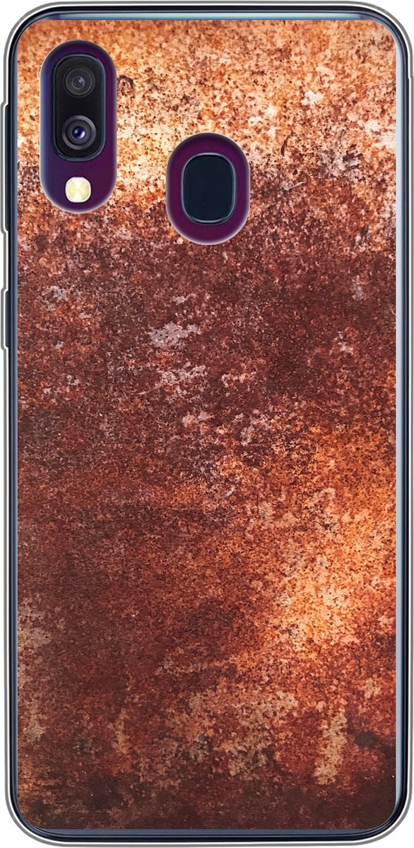 Telefoonhoesje Geschikt voor Samsung Galaxy A40 hoesje - Staal - Metaal - Roest print - Siliconen Telefoonhoesje Telefoonhoesje