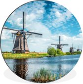 WallCircle - Wandcirkel - Muurcirkel - Molen - Lucht - Nederland - Aluminium - Dibond - ⌀ 60 cm - Binnen en Buiten