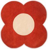 Orla Kiely - Orla Kiely Flower Tomato 061303 Vloerkleed - 200 rond - Rond - Laagpolig,Rond Tapijt - Modern - Rood, Wit