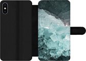 Bookcase Geschikt voor iPhone XS telefoonhoesje - Natuursteen - Kristallen - Luxe - Met vakjes - Wallet case met magneetsluiting