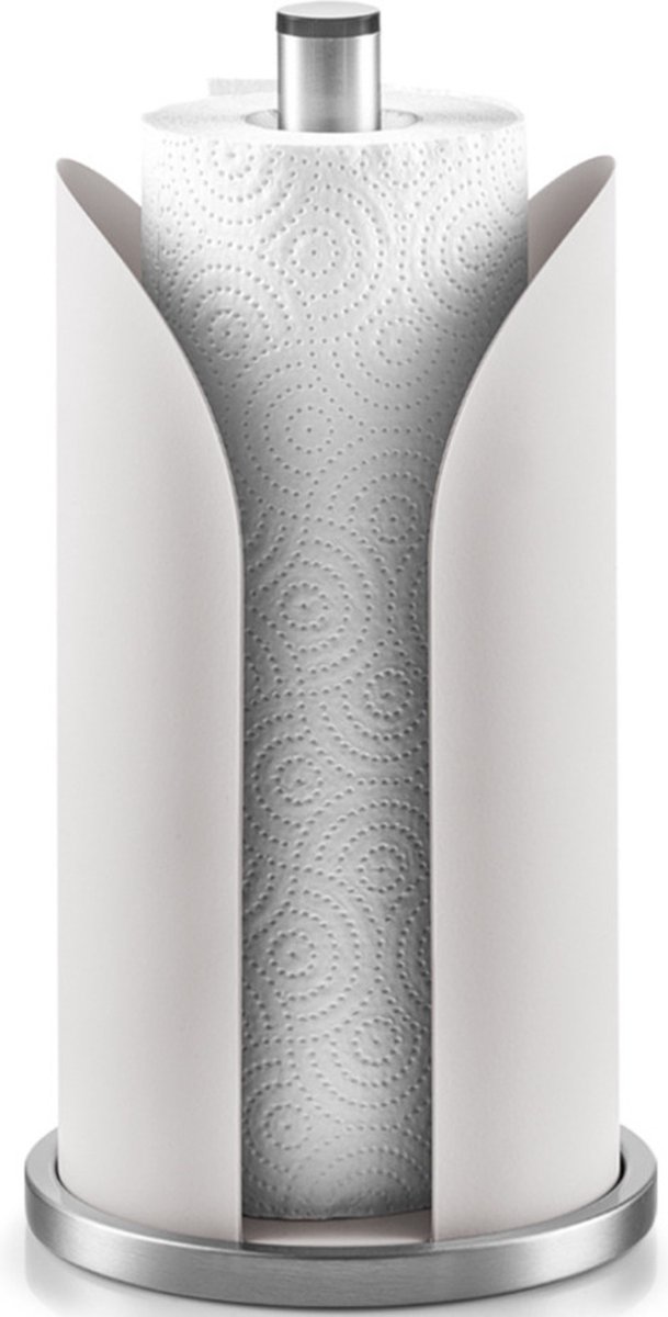 1x Grijze metalen keukenrolhouder rond 15 x 31 cm - Zeller - Keukenbenodigdheden - Keukenaccessoires - Keukenpapier/keukenrol houders - Houders/standaards voor in de keuken
