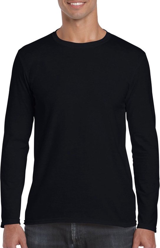 Basic heren t-shirt zwart met lange mouwen - Herenkleding - herenshirt met lange mouw M