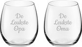 Gegraveerde Drinkglas 39cl De Leukste Opa- De leukste Oma