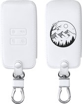 kwmobile autosleutelhoes voor Renault 4-knops Smartkey autosleutel (alleen Keyless Go) - Hoesje van imitatieleer in zwart / wit - 3x3 design
