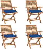 Decoways - Tuinstoelen 4 stuks inklapbaar met kussens massief teakhout