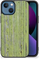 Smartphone Hoesje Geschikt voor iPhone 13 Cover Case met Zwarte rand Green Wood
