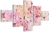 Schilderij - Bloemen in pastel, 5luik, premium print