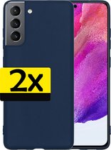 Samsung S21 FE Hoesje Siliconen - Samsung Galaxy S21 FE Case - Samsung S21 FE Hoes Donkerblauw - 2 Stuks