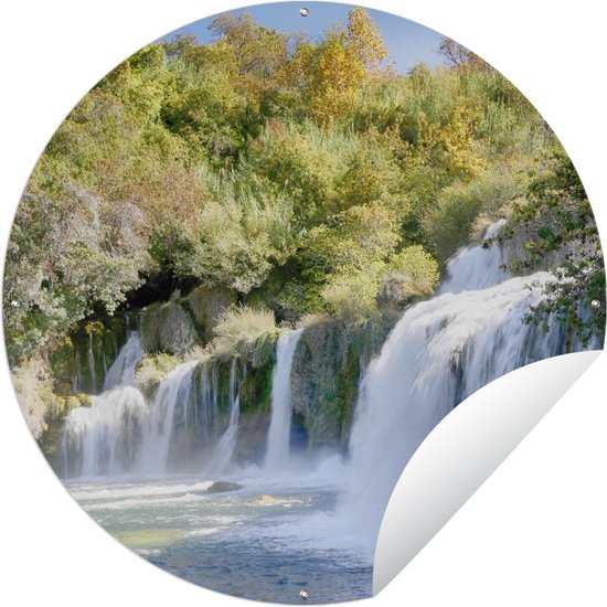 Tuincirkel De rivierwatervallen van Krka in het Nationaal Park Krka in Kroatië - 90x90 cm - Ronde Tuinposter - Buiten