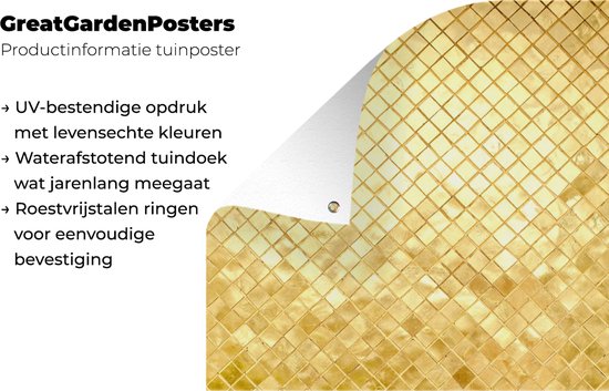 Tuinposter Goud - Design - Abstract - 40x80 cm - Wanddecoratie Buiten - Tuinposter - Tuindoek - Schuttingposter - Tuinschilderij