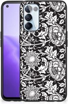 Mobiel TPU Hard Case OPPO Reno5 5G | Find X3 Lite Telefoon Hoesje met Zwarte rand Zwart Bloemen