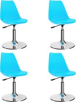 Decoways - Eetkamerstoelen draaibaar 4 st kunstleer blauw