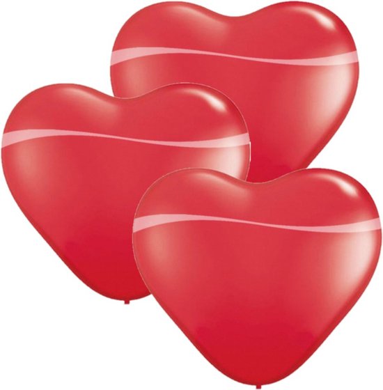Pakket van 3x stuks qualatex hartjes XL ballonnen rood 90 cm - valentijn decoratie / versiering