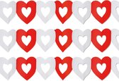 Pakket van 3x stuks hartjes slingers rood/wit - 300 cm - Romantische feestslingers voor bruiloften / Valentijn