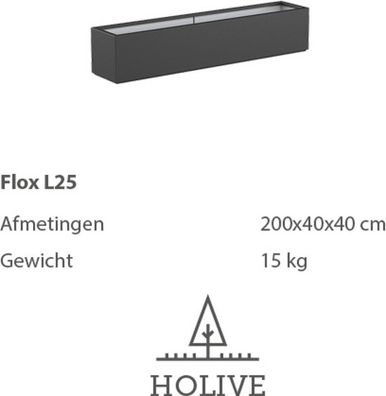Polyester Flox L25 Langwerpig 200x40x40 cm. Plantenbak