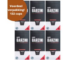 Barzini Espresso Cups - Totaal 132 capsules - 6x 22 cups - 100% Rainforest Alliance koffie cups - koffiecapsules