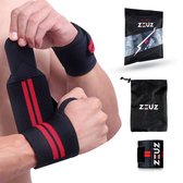 ZEUZ® 1 Stuk Polsband Rood/ Zwart - Fitness - Crossfit – Bootcamp – Krachttraining – Yoga – Stevigheidsband - Versteviging & Versterking Polsen - Polsbandage Wrist Support Wraps - Handen support - Sporten & Fit