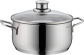 WMF Diadem Plus steelpan groot 20cm, braadpan inductie 3l, glazen deksel, Cromargan roestvrij staal gepolijst, ongecoat