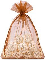 Organza Zakjes 13 x 18 cm | 25 stuk | Bruin | Cadeauzakjes Geschenkzakjes Cadeau Verpakking Geurzakjes Snoepzakjes Bruiloft decoratie