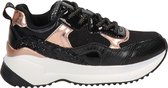Replay Clock Lage sneakers - Leren Sneaker - Meisjes - Zwart - Maat 39