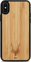 Kudu iPhone X/Xs hoesje case - Houten backcover - Handgemaakt en afgewerkt met duurzaam TPU - Bamboe - Zwart