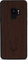 Kudu Samsung Galaxy S9 Plus hoesje case - Houten backcover - Handgemaakt en afgewerkt met duurzaam TPU - Wengé - Zwart