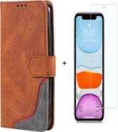 GSMNed – Hoogwaardig iPhone 12 Mini Hoesje Bruin – Luxe Leren Pu Hoesje – 3 pasjes houder – Met Koord – magnetische sluiting – Met Screenprotector