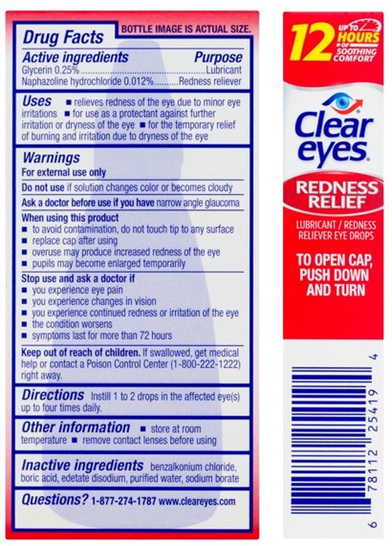 Clear Eyes Redness Relief XXL - Oogdruppels Tegen Rode Ogen, Geïrriteerde Ogen, Droge Ogen & Brandende Ogen (1x30ML)