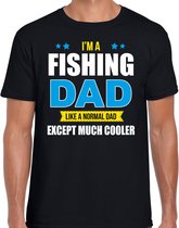 Fishing dad like normal except cooler cadeau t-shirt zwart - heren - hobby / vaderdag / cadeau shirts L