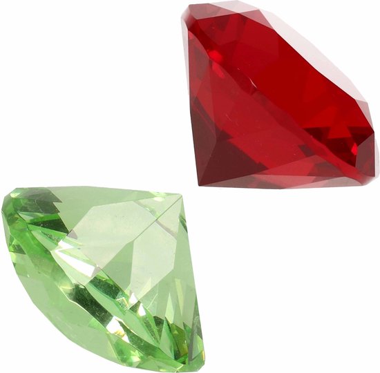 Melodieus bijzonder Aubergine Nep edelstenen/diamanten van glas 4 cm doorsnede rood en lichtgroen -  decoratie of... | bol.com