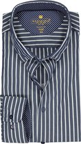 Redmond modern fit overhemd - poplin - donkerblauw met wit gestreept (contrast) - Strijkvriendelijk - Boordmaat: 45/46