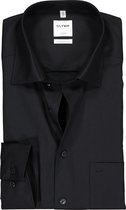 OLYMP Luxor comfort fit overhemd - zwart - Strijkvrij - Boordmaat: 48