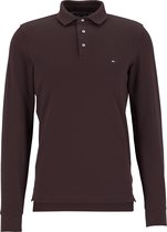 Tommy Hilfiger 1985 slim long sleeve polo - donkerbruin (Brookwood) -  Maat: XL