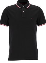 Tommy Hilfiger Core slim fit polo - heren polo met contrastbiezen - zwart -  Maat: S