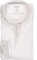 OLYMP Luxor 24/Seven modern fit overhemd - mouwlengte 7 - wit tricot - Strijkvriendelijk - Boordmaat: 45