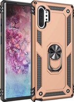 LuxeBass Hoesje geschikt voor Samsung Galaxy Note 10 Plus Hoesje - Anti-Shock Hybrid Ring Armor Goud