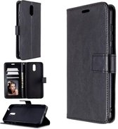 LuxeBass Hoesje geschikt voor Nokia 2.4 - Bookcase Zwart - portemonnee hoesje - telefoonhoes - gsm hoes - telefoonhoesjes