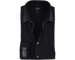 OLYMP Level 5 body fit overhemd - mouwlengte 7 - zwart - Strijkvriendelijk - Boordmaat: 40