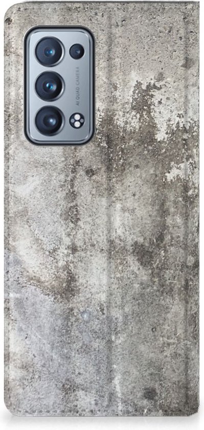 Coque de téléphone OPPO Reno 6 Pro Plus 5G Flip Cover Béton