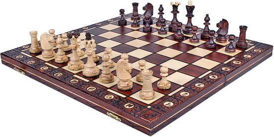 Thumbnail van een extra afbeelding van het spel Senator luxe houten schaakset met inlegblad