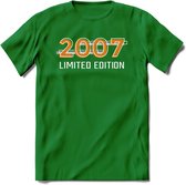 2007 Limited Edition T-Shirt | Goud - Zilver | Grappig Verjaardag en Feest Cadeau Shirt | Dames - Heren - Unisex | Tshirt Kleding Kado | - Donker Groen - M