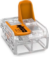 Verbindingsklem | Hendel | 2 x 0,2-4 Mm2 | 100 stuks | Aansluiting | Geleideraansluiting | 9 x 11 x 4.5 Cm | Spanning 450 V | Transparant/Oranje