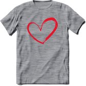 Valentijn Hart T-Shirt | Grappig Valentijnsdag Cadeautje voor Hem en Haar | Dames - Heren - Unisex | Kleding Cadeau | - Donker Grijs - Gemaleerd - 3XL