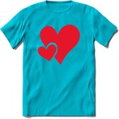 Valentijn Hart T-Shirt | Grappig Valentijnsdag Cadeautje voor Hem en Haar | Dames - Heren - Unisex | Kleding Cadeau | - Blauw - L